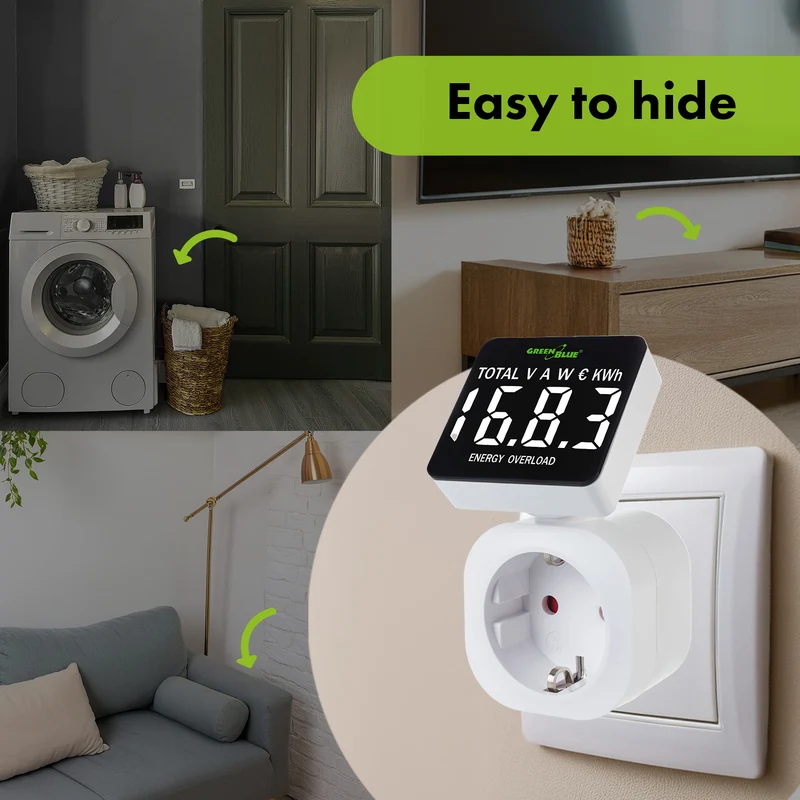 GreenBlue energimätare, wattmätare, 16A, max. 3680W, subminne, GB620 F