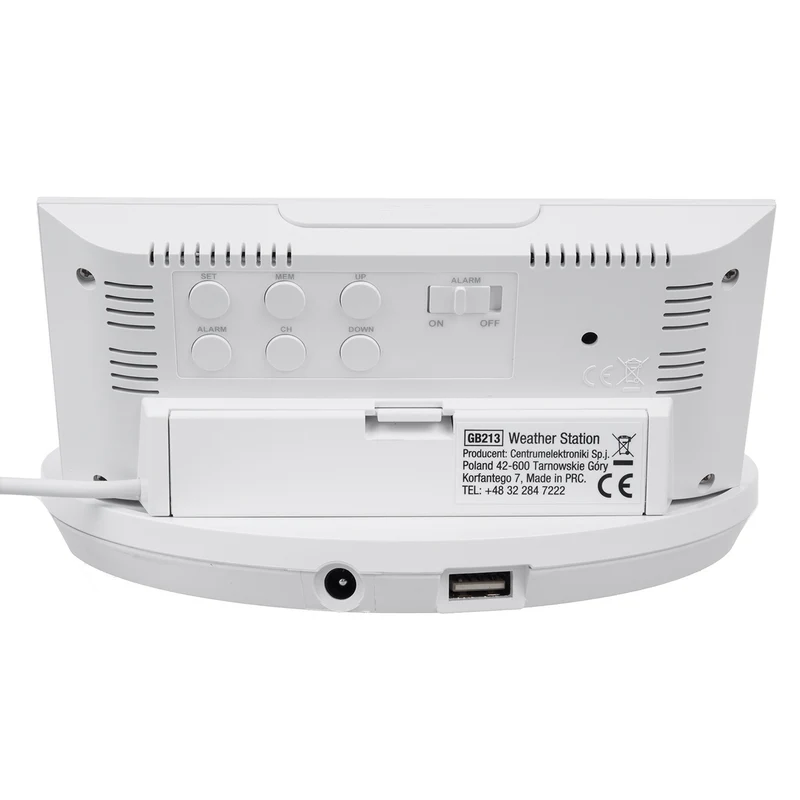 GreenBlue GB213 Trådlös Väderstation Med Trådlös Qi-Laddare Stämningsljus Väderprognos Kalender Väckarklocka Och Snooze-Funktion Extern Sensor Inomhus- Och Utomhustermometer Färgdisplay