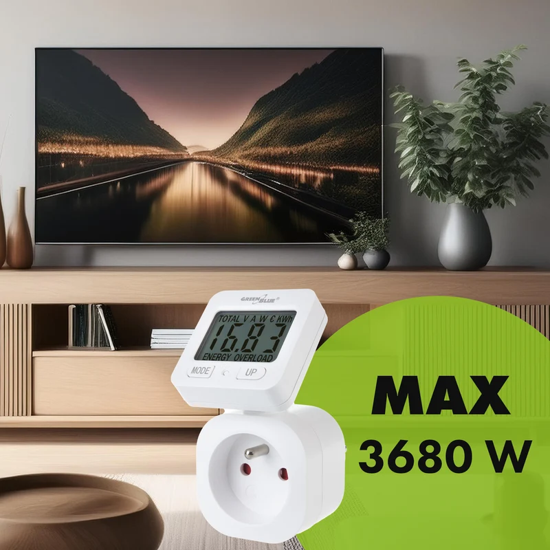 GreenBlue energimätare, wattmätare, 16A, max. 3680W, subminne, GB615 E