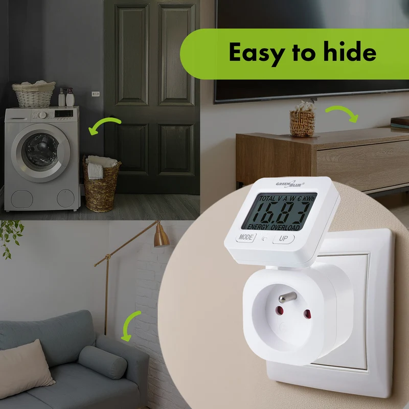 GreenBlue energimätare, wattmätare, 16A, max. 3680W, subminne, GB615 E