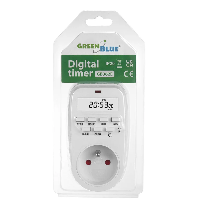 GreenBlue digital tidställare - timer, max. belastning 16A, IP20, GB362 E