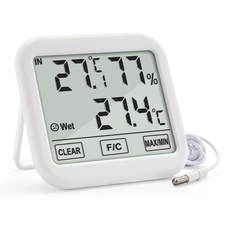 Green Blue GB381 Väderstation Med Extern Sond 1,5 m Kabellängd Bekväm Display Termometer Hygrometer Luftfuktighetsmätning Inomhus Och Utomhus