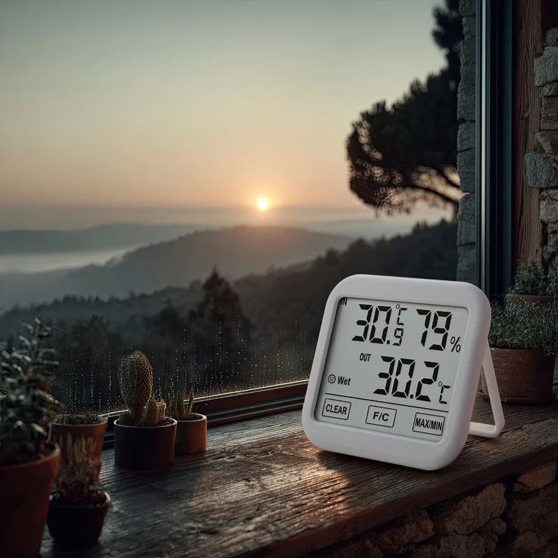 Green Blue GB381 Väderstation Med Extern Sond 1,5 m Kabellängd Bekväm Display Termometer Hygrometer Luftfuktighetsmätning Inomhus Och Utomhus