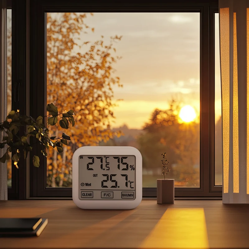 Green Blue GB381 Väderstation Med Extern Sond 1,5 m Kabellängd Bekväm Display Termometer Hygrometer Luftfuktighetsmätning Inomhus Och Utomhus