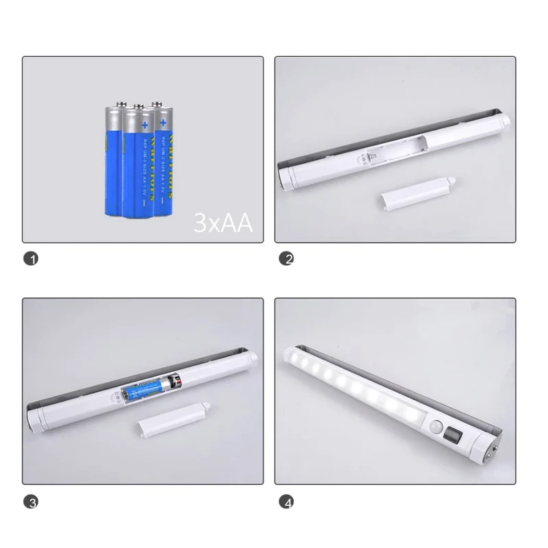 Maclean LED-köksbelysning, underskåp 9 SMD, batteridriven, PIR-sensor på/av, MCE166