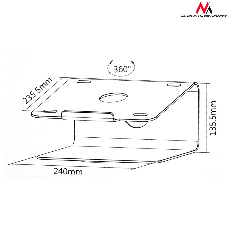 Laptopstativ Maclean, aluminium, silver, MC-730