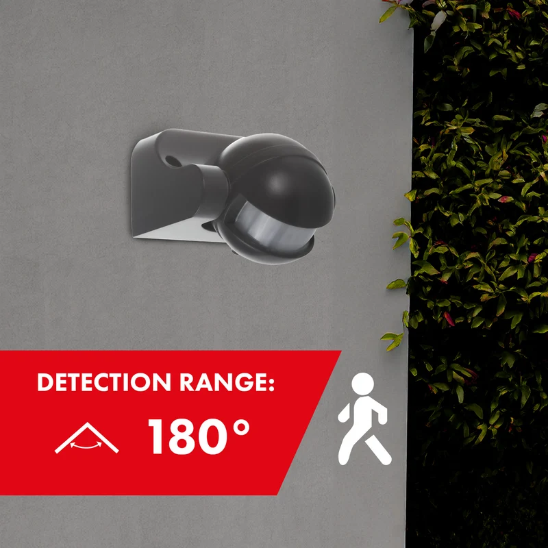 Maclean infraröd PIR-rörelsedetektor IP44 grå räckvidd 12m max belastning 800/1200W MCE358 GR