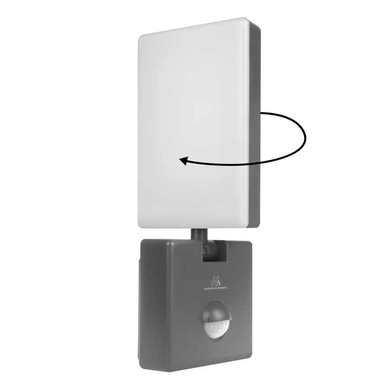 Maclean grå 10W IP65 800lm 4000K LED-lampa med rörelsesensor