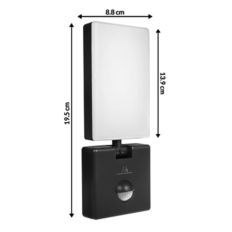 Maclean grå 10W IP65 800lm 4000K LED-lampa med rörelsesensor
