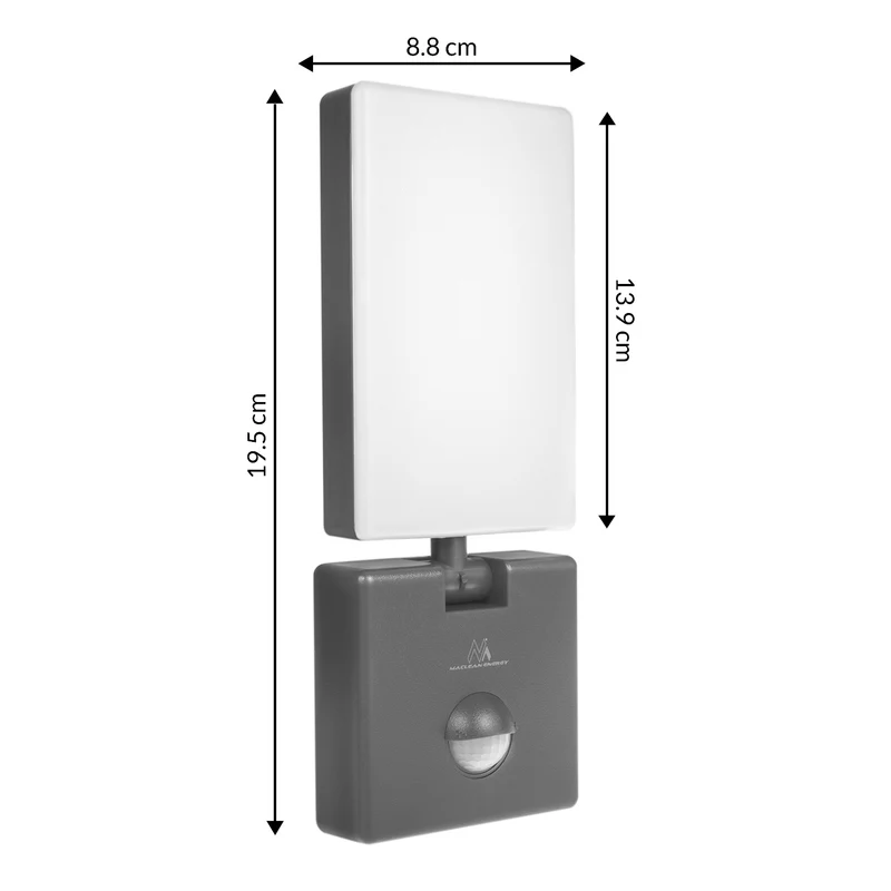 Maclean grå 10W IP65 800lm 4000K LED-lampa med rörelsesensor