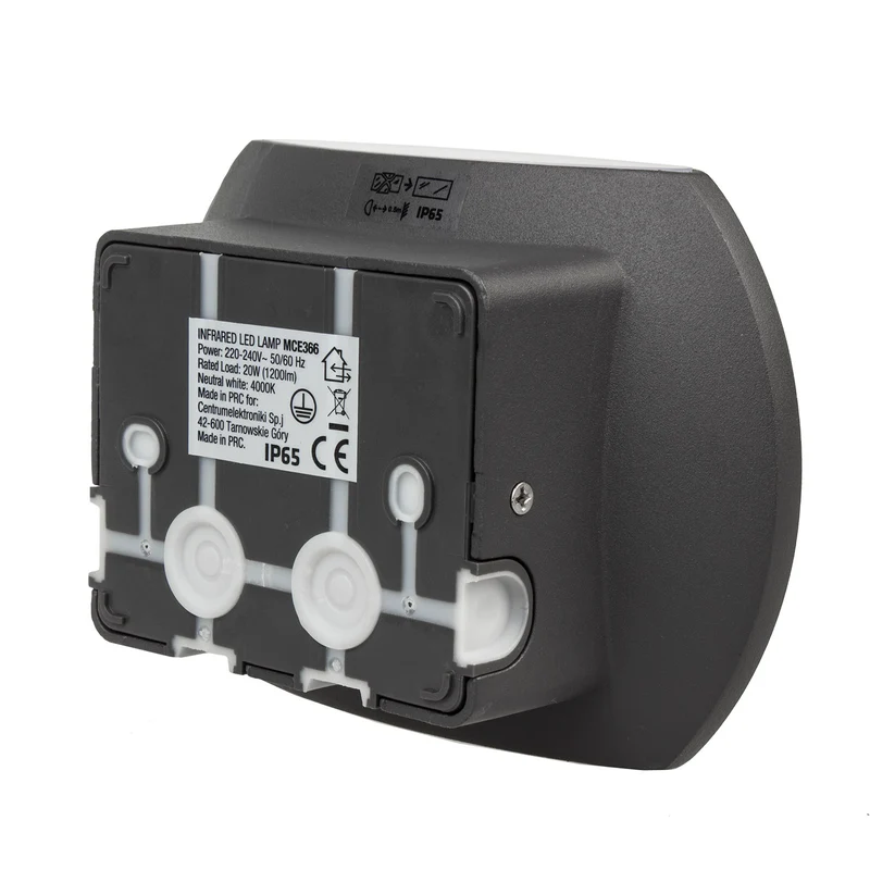 Maclean Energy MCE366 - PC+ALU, 20W (1600lm) neutralvit 4000K IP65 grå LED-vägglampa med PIR-sensor