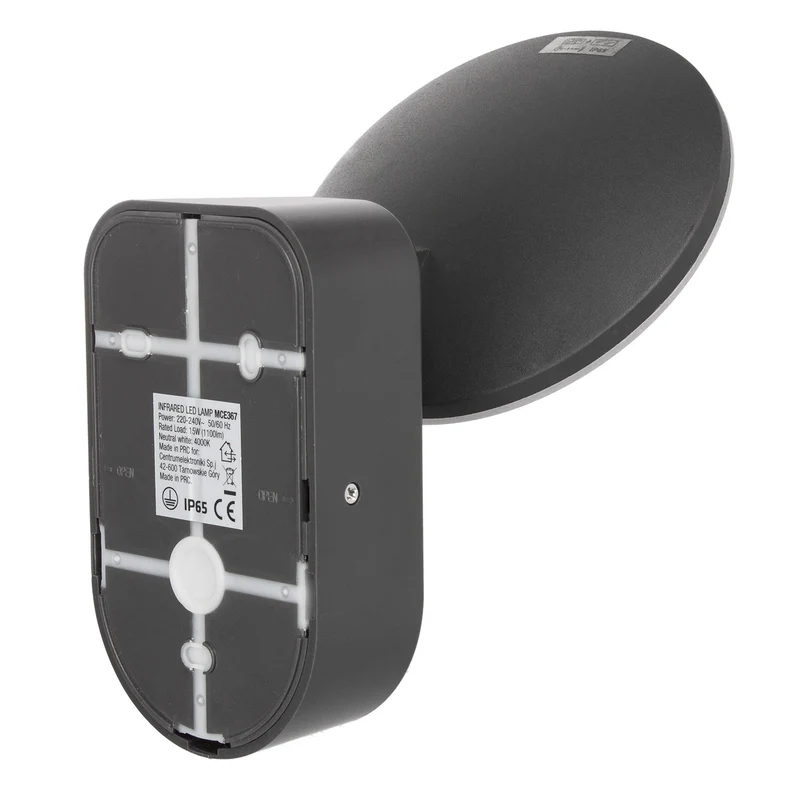 Väggmonterad LED-lampa med PIR-sensor Maclean Energy MCE367 - PC+ALU, 15W (1100lm) Neutralvit 4000K IP65 grå