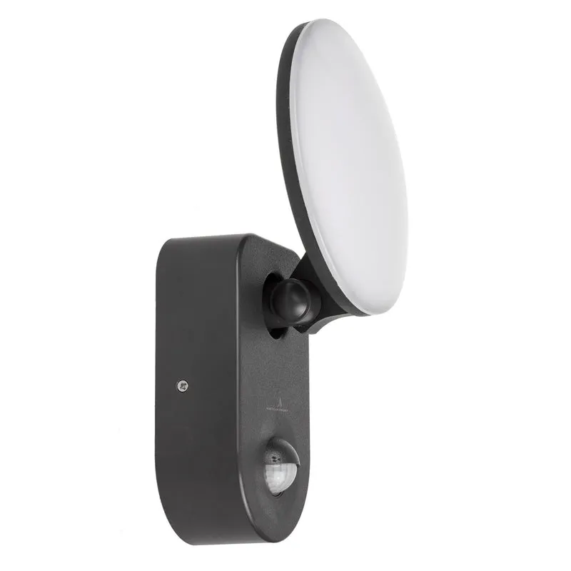 Väggmonterad LED-lampa med PIR-sensor Maclean Energy MCE367 - PC+ALU, 15W (1100lm) Neutralvit 4000K IP65 grå