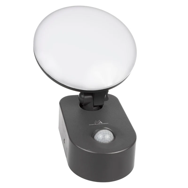 Väggmonterad LED-lampa med PIR-sensor Maclean Energy MCE367 - PC+ALU, 15W (1100lm) Neutralvit 4000K IP65 grå