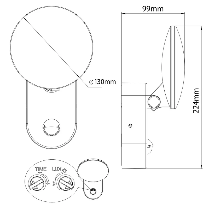 Väggmonterad LED-lampa med PIR-sensor Maclean Energy MCE367 - PC+ALU, 15W (1100lm) Neutralvit 4000K IP65 grå