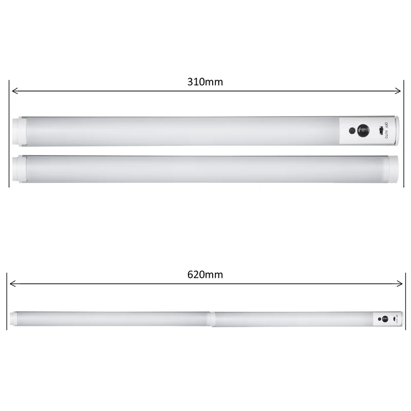 LED-linjelampa för montering under skåp, set med 2 moduler, fjärrkontroll och strömförsörjning från Maclean Energy MCE245 – max 4 moduler per strömförsörjning