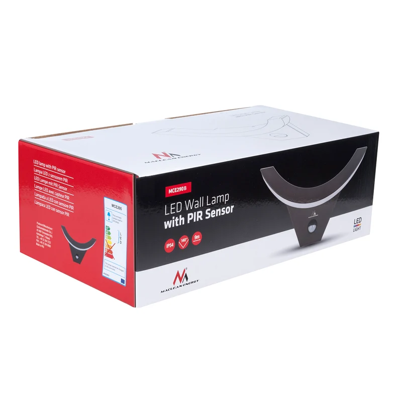 Maclean Energy MCE290 B LED-lampa med infraröd rörelsesensor 800lm 10W IP54 svart