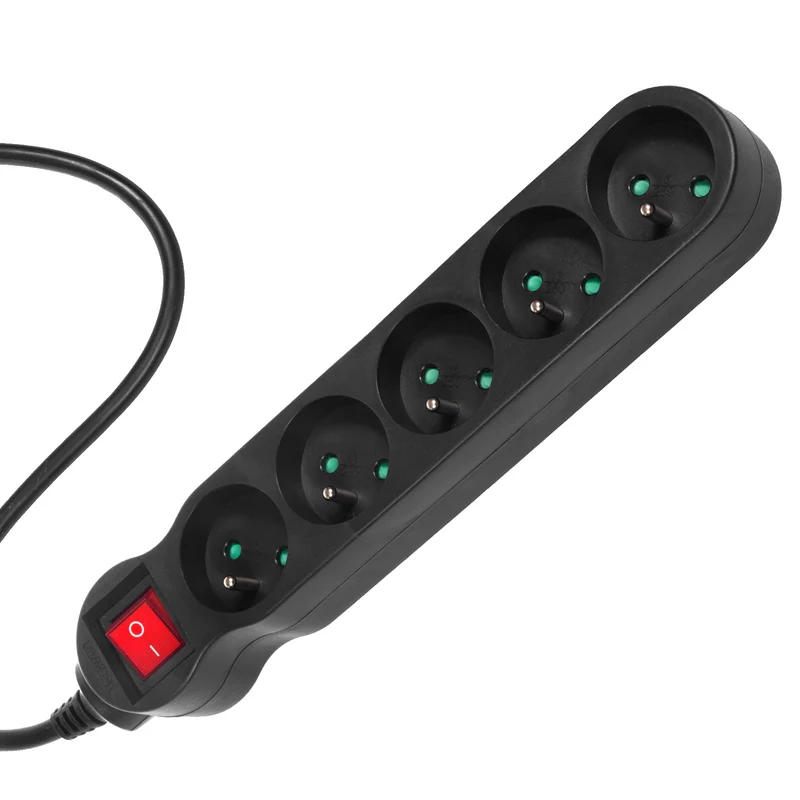 Maclean Energy power strip MCE185 Förlängningskabel med 5 uttag med strömbrytare