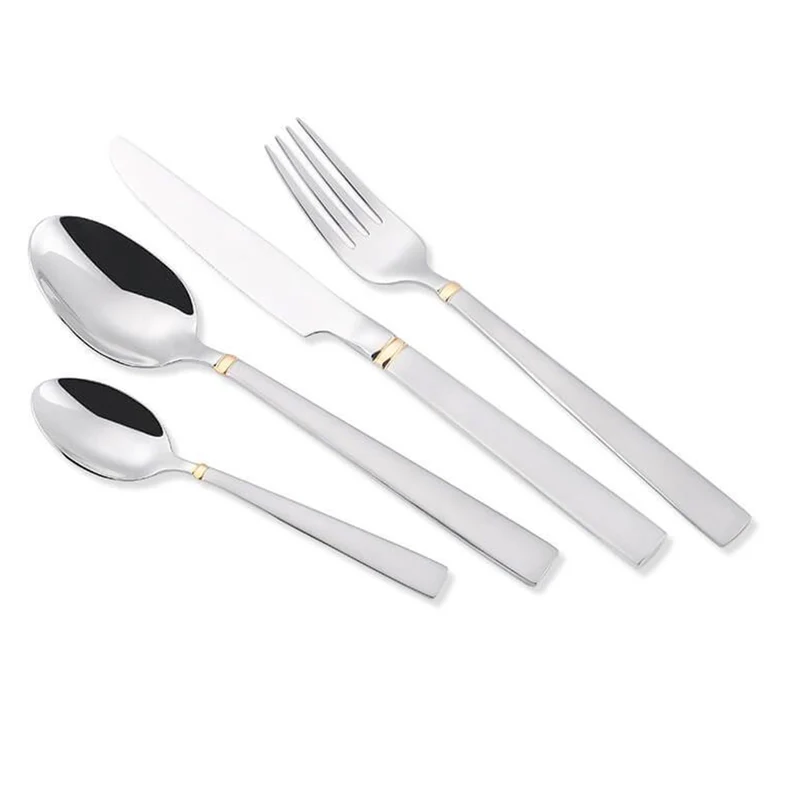 Maestro MR-1517G-24 Bestickset 24 Delar För 6 Personer Tillverkat Av 18/10 Rostfritt Stål Bestickset Knivgaffel Sked Bord Bestick Silver/Guld
