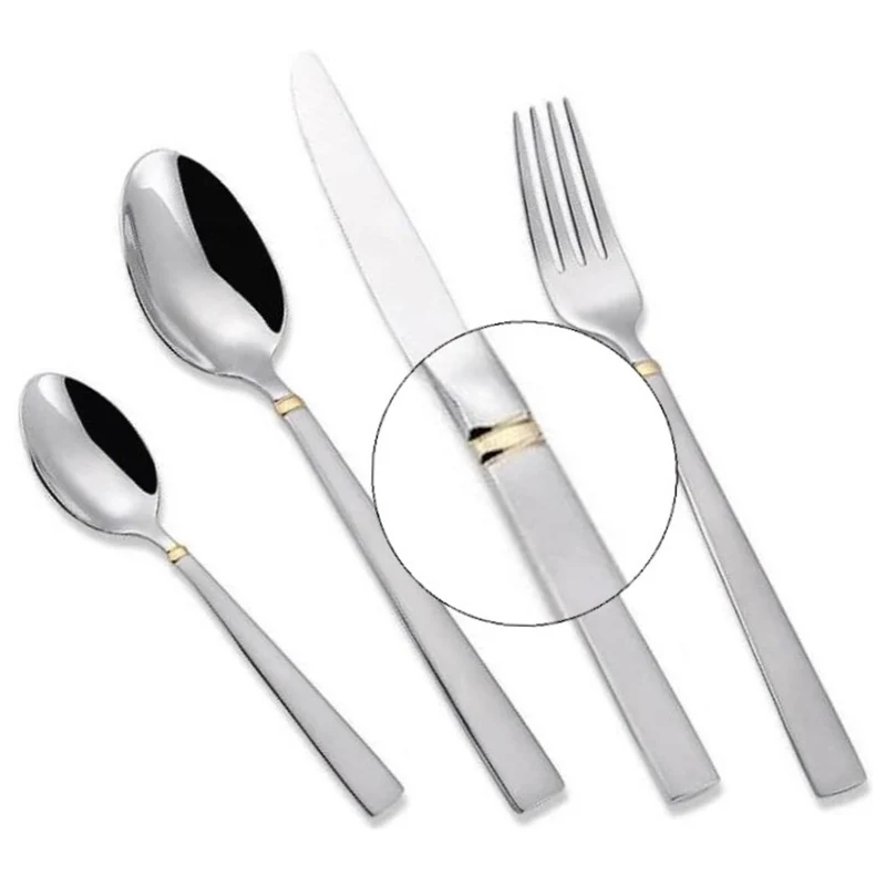 Maestro MR-1517G-24 Bestickset 24 Delar För 6 Personer Tillverkat Av 18/10 Rostfritt Stål Bestickset Knivgaffel Sked Bord Bestick Silver/Guld