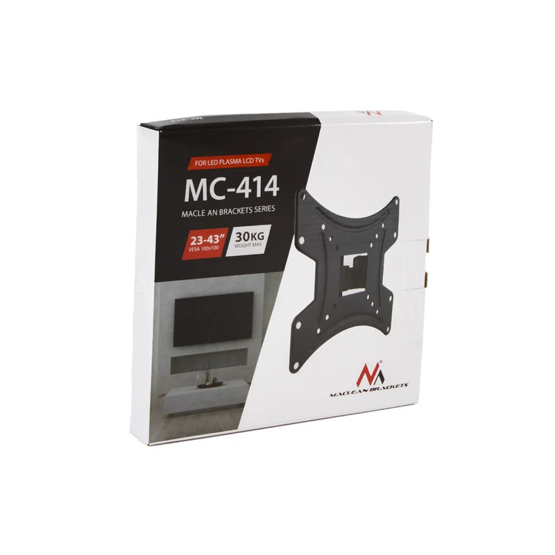 Maclean-fäste för TV eller bildskärm, max. VESA 200x200, 23-43", 30 kg, svart, MC-414