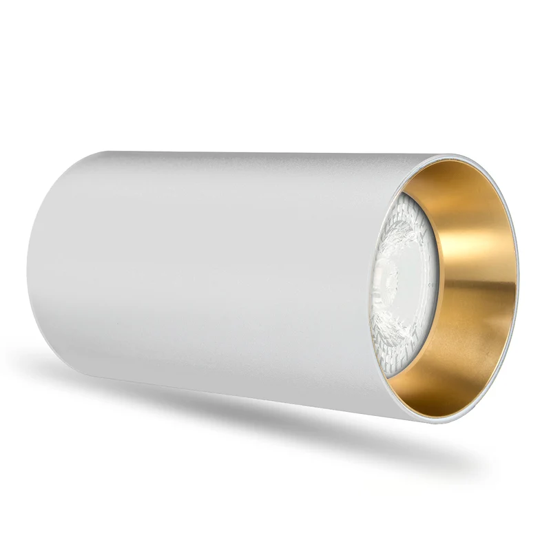 Maclean ytmontering/rör, spot, rund, aluminium, GU10, 55x100mm, vit/guld, MCE458 W/G