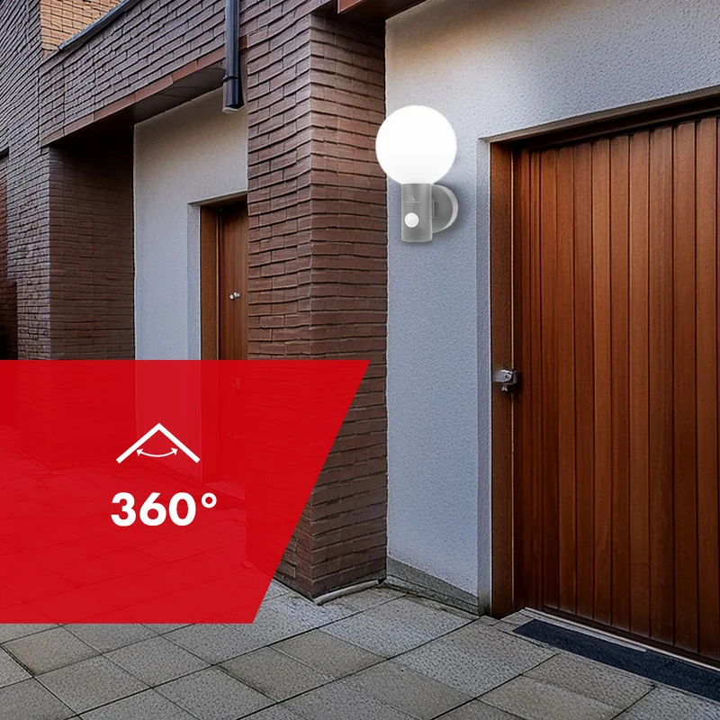 Maclean PIR-rörelsedetektor LED-lampa grå 15W IP65 1600lm 4000K
