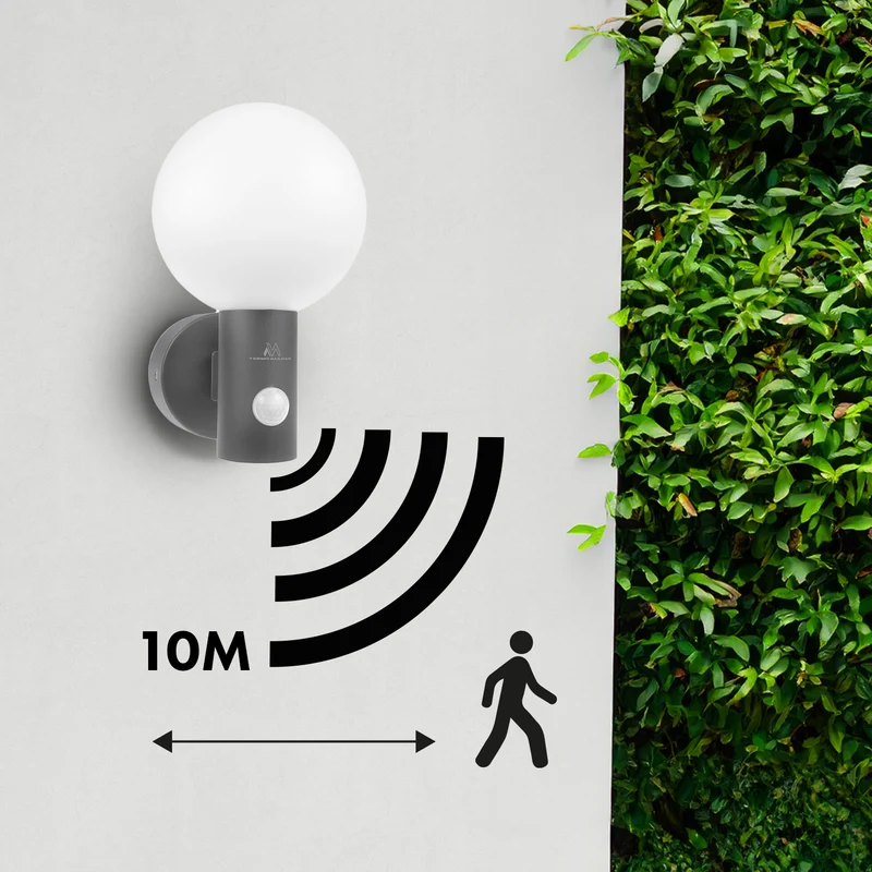 Maclean PIR-rörelsedetektor LED-lampa grå 15W IP65 1600lm 4000K