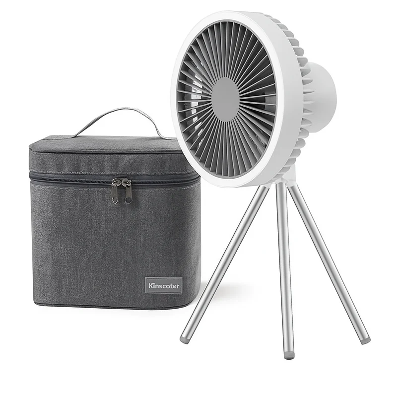 Genopladelig Campingventilator med LED & Powerbank