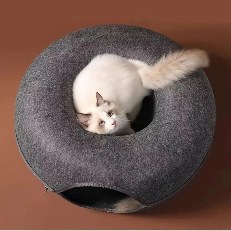 Interaktiv Donut Kattehule med Tunnel – Sjov & Komfort i Ét