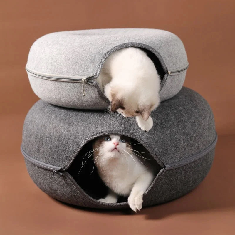 Interaktiv Donut Kattehule med Tunnel – Sjov & Komfort i Ét