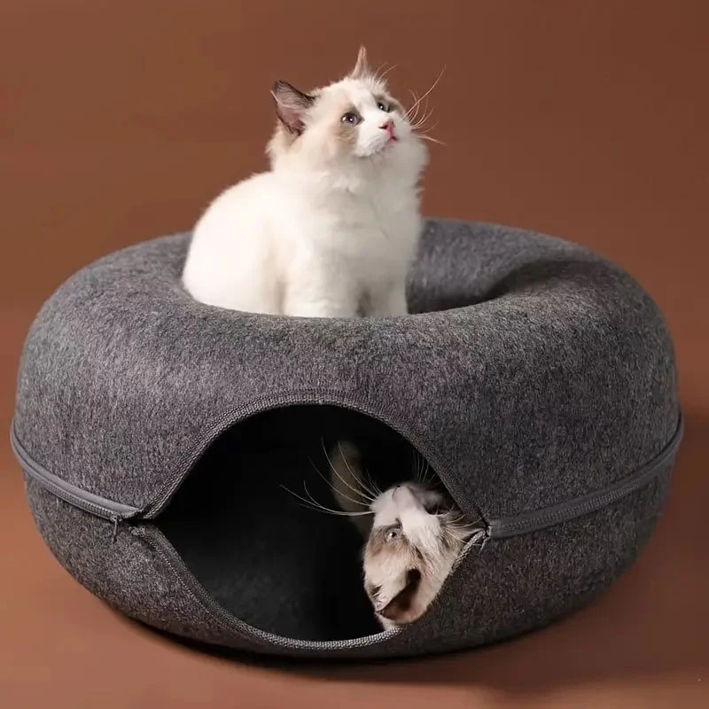 Interaktiv Donut Kattehule med Tunnel – Sjov & Komfort i Ét
