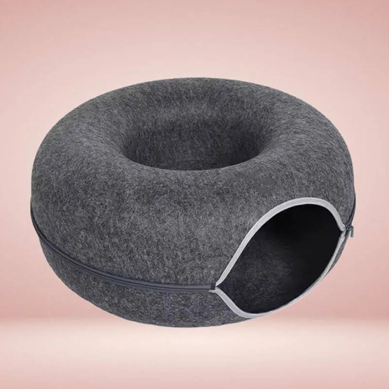 Interaktiv Donut Kattehule med Tunnel – Sjov & Komfort i Ét