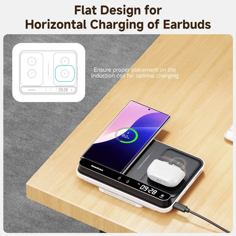 Trådløs Oplader til Samsung – Hurtig Opladning & Minimalistisk Design