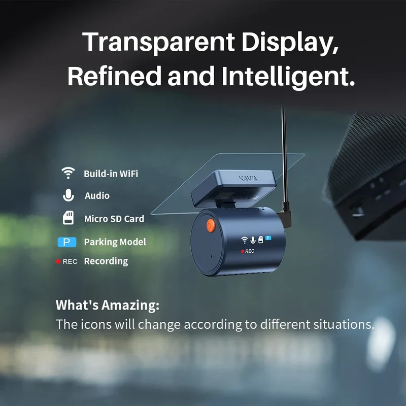 Diskret 2K Dash Cam med WiFi & Stemmekontrol - Klar Nattesyn