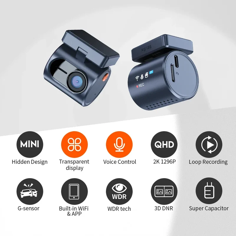 Diskret 2K Dash Cam med WiFi & Stemmekontrol - Klar Nattesyn