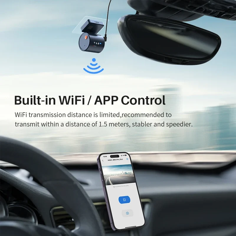 Diskret 2K Dash Cam med WiFi & Stemmekontrol - Klar Nattesyn