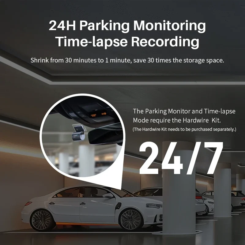 Diskret 2K Dash Cam med WiFi & Stemmekontrol - Klar Nattesyn